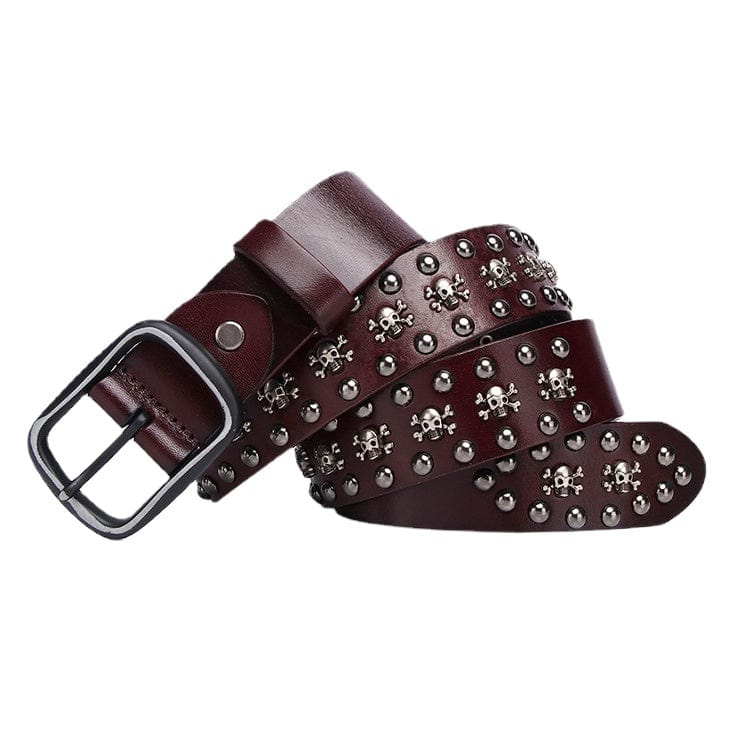 Kobine Men's Gothic Skull Studded Belt