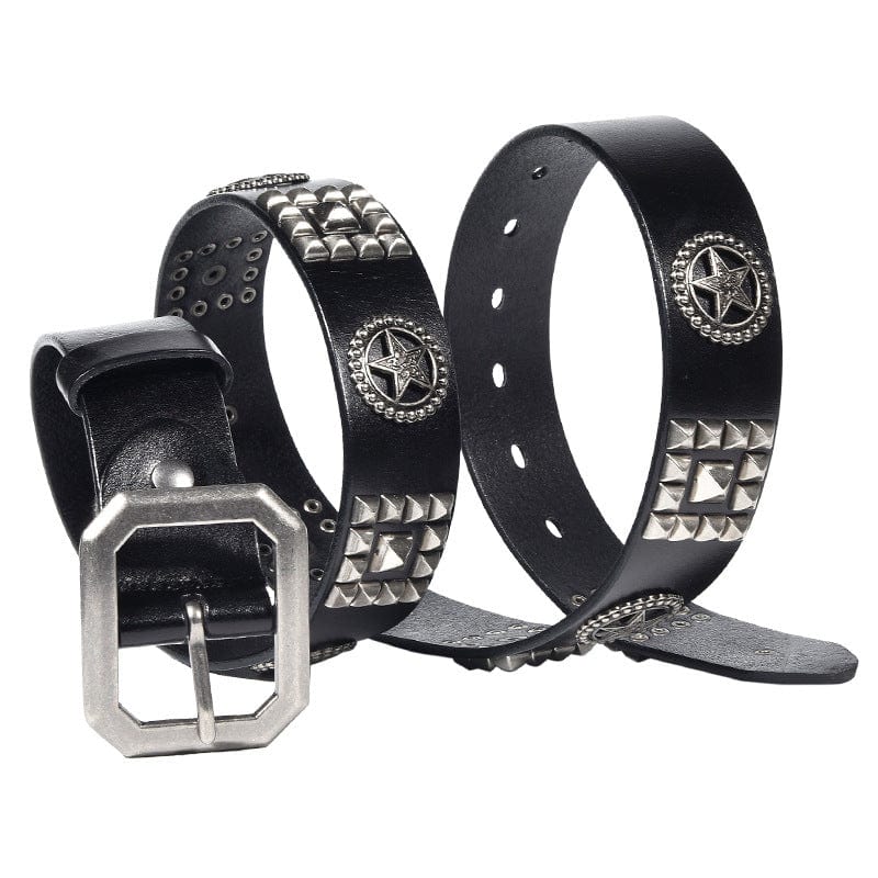 Kobine Men's Gothic Star Studded Belt