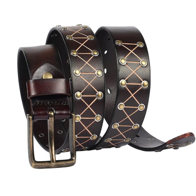 Kobine Men's Gothic Triangle Embossed Studded Belt