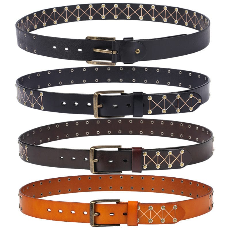 Kobine Men's Gothic Triangle Embossed Studded Belt