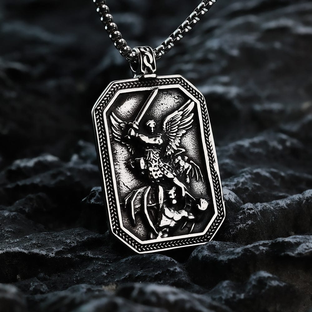 Kobine Men's Punk Archangel Michael Necklace
