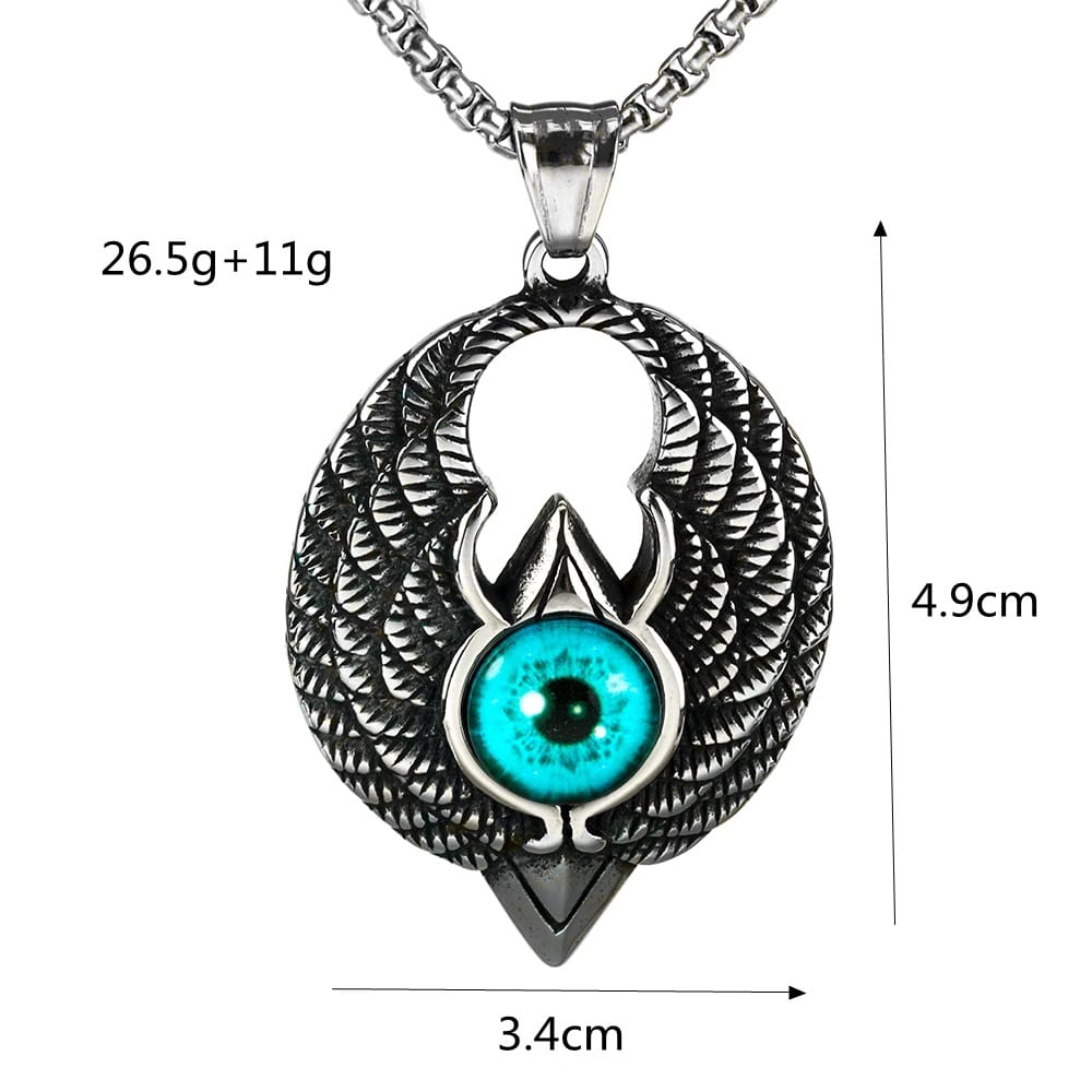 Kobine Men's Punk Blue Eye Eagle Pendant Necklace
