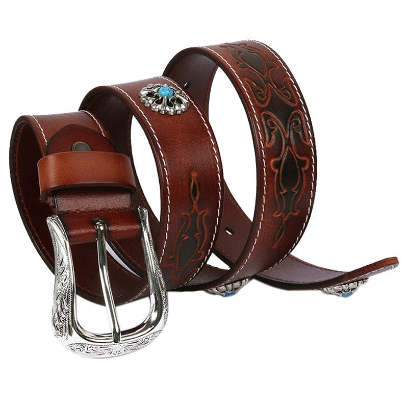 Kobine Men's Punk Carved Pattern Belt