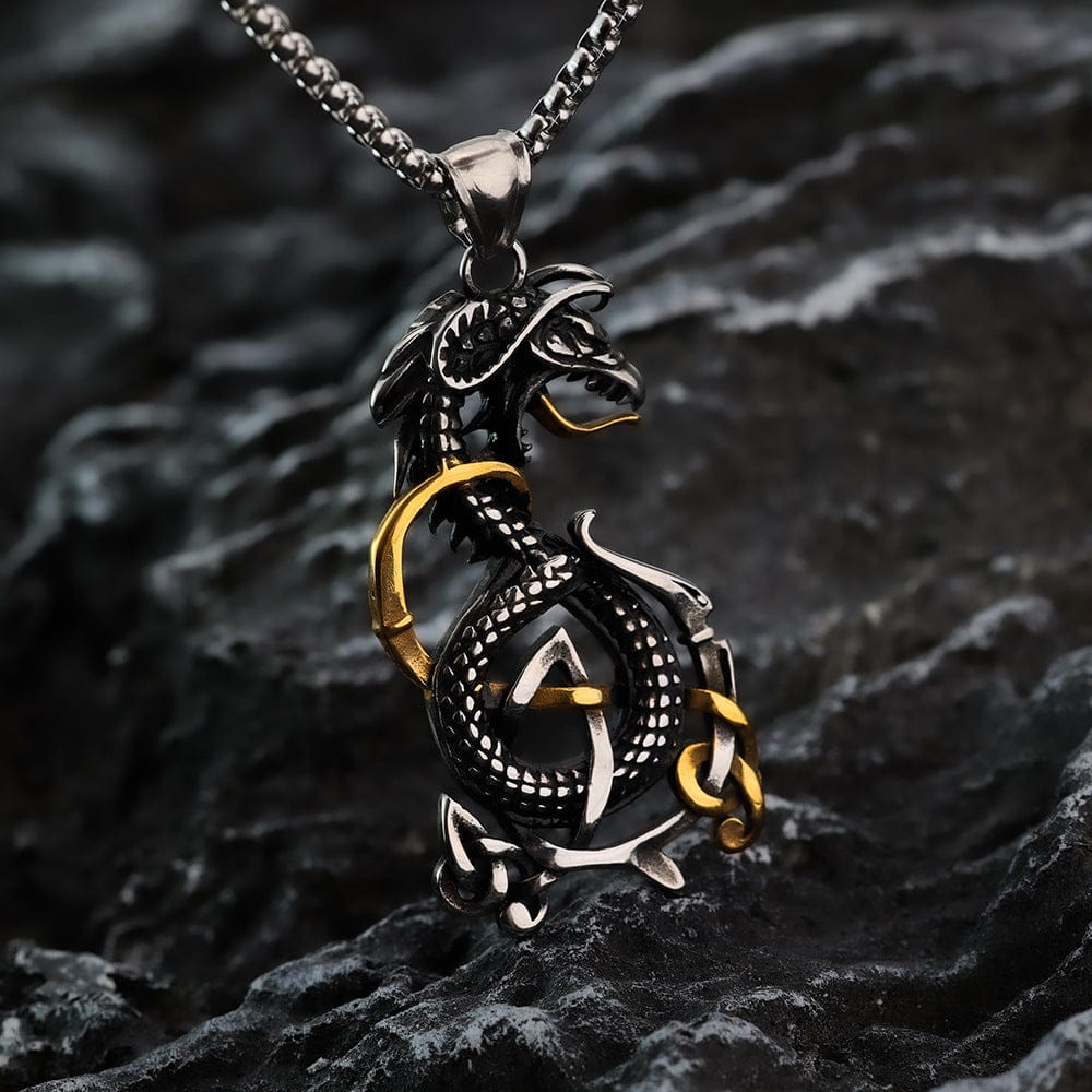 Kobine Men's Punk Celtic Dragon Knot Necklace