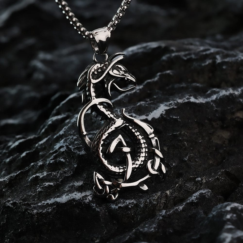 Kobine Men's Punk Celtic Dragon Knot Necklace