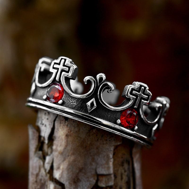 Kobine Men's Punk Crown Cross Ring