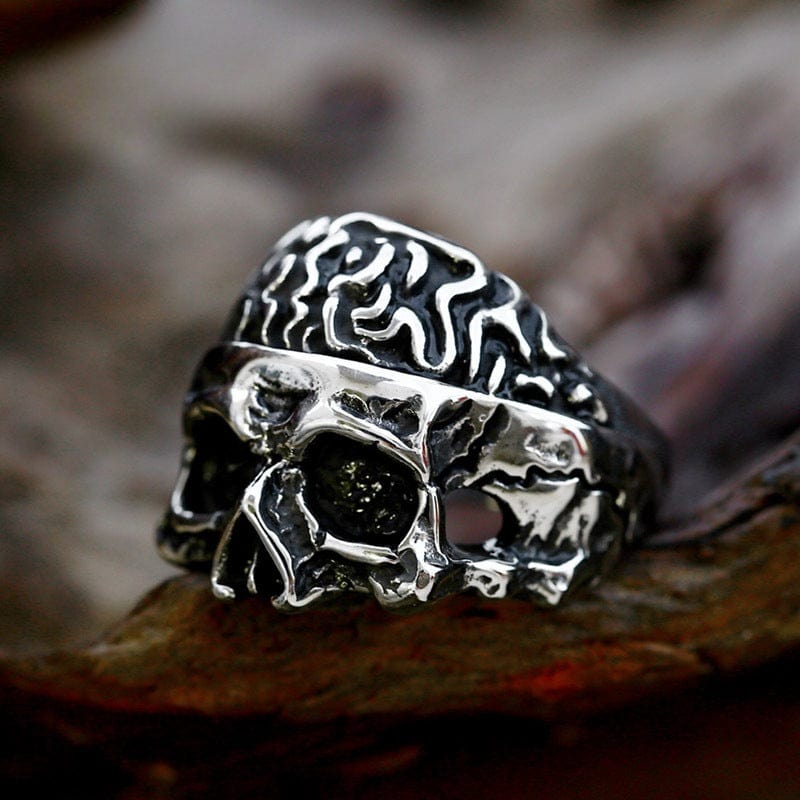 Kobine Men's Punk Half-face Skull RIng