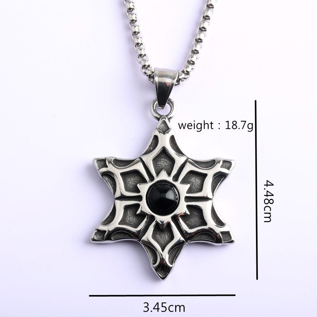 Kobine Men's Punk Hexagram Necklace