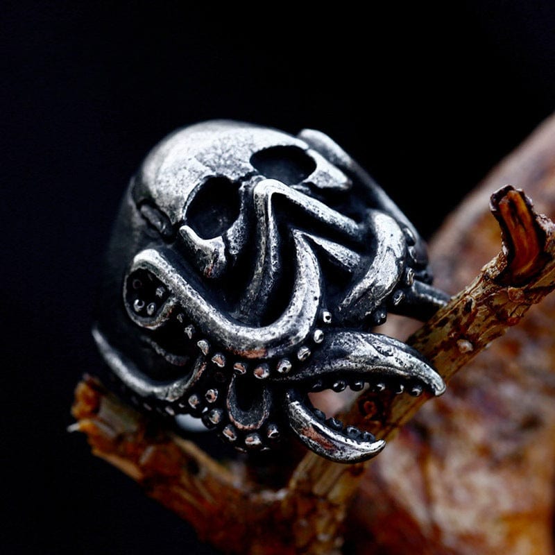 Kobine Men's Punk Octopus Skull Ring