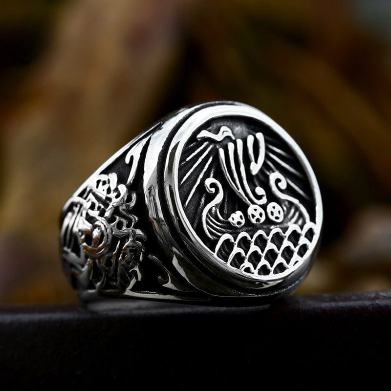 Kobine Men's Punk Pirate Ship Ring