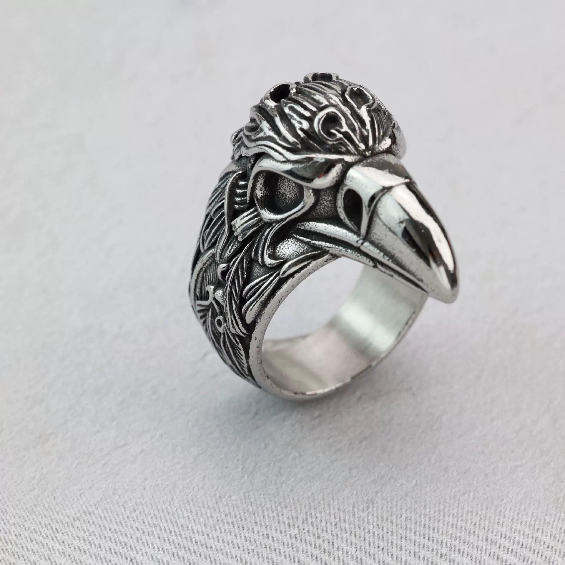 Kobine Men's Punk Raven Head Ring