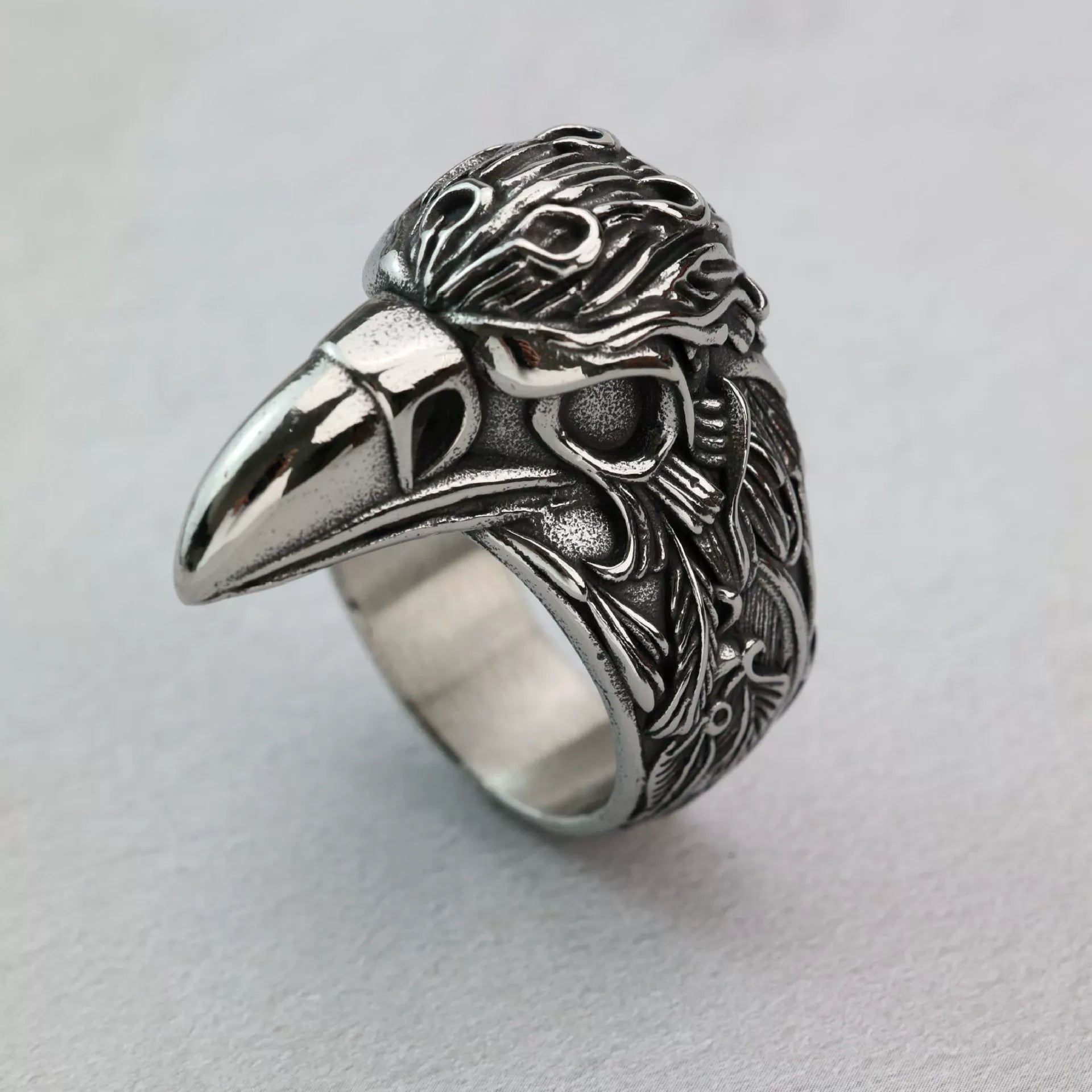 Kobine Men's Punk Raven Head Ring