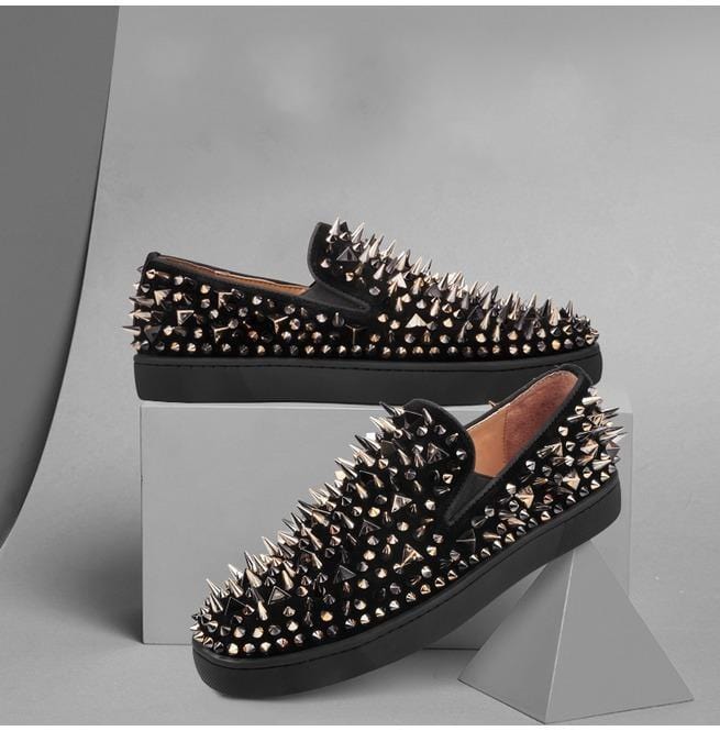 Kobine Men's Punk Rivet Slip On Shoes Casual Fashion Shoes