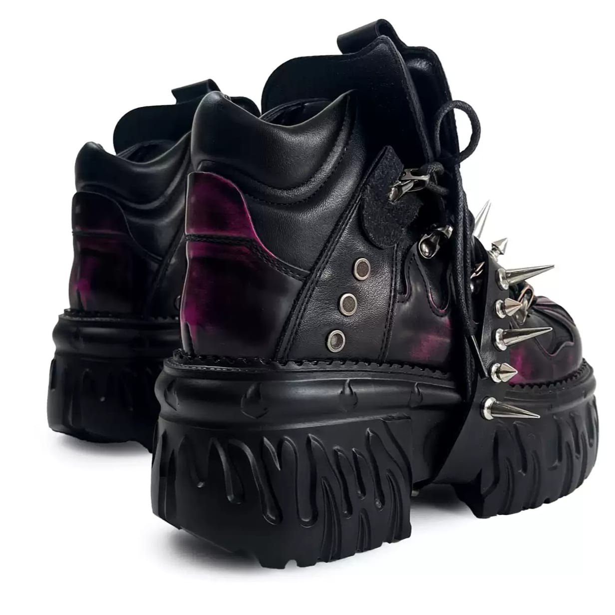 Kobine Men's Punk Rock Spiked Chunky Platform Shoes