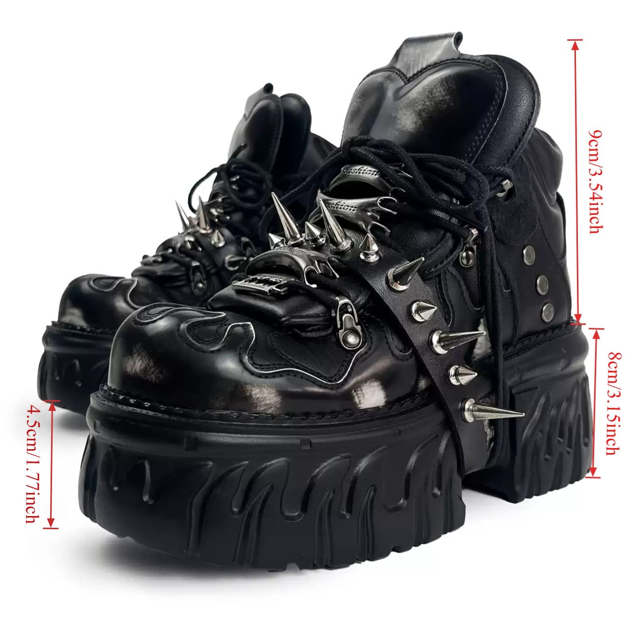 Kobine Men's Punk Rock Spiked Chunky Platform Shoes