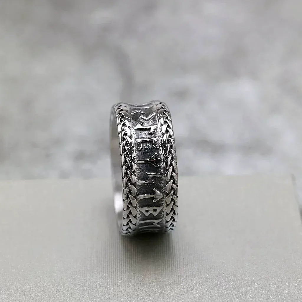 Kobine Men's Punk Runes Braid Pattern Ring