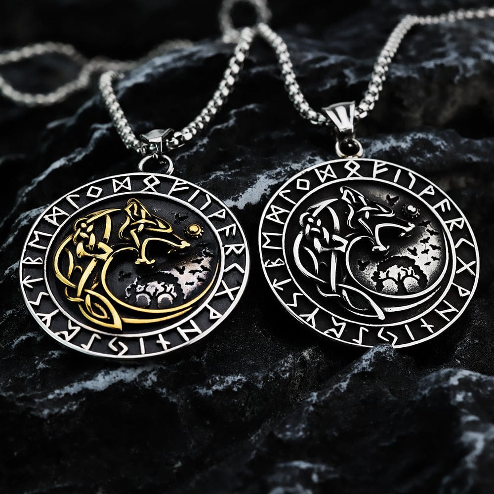 Kobine Men's Punk Runes Fenrir Necklace