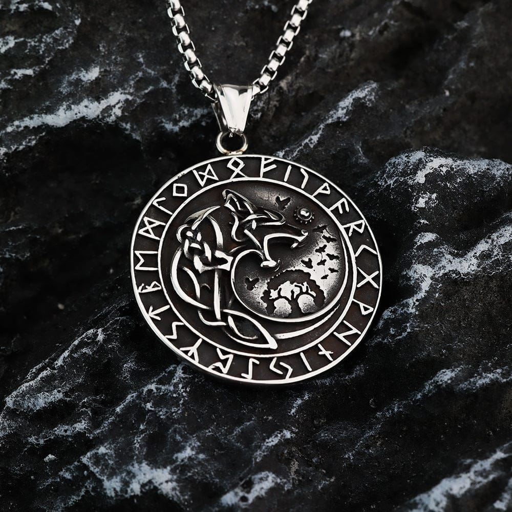 Kobine Men's Punk Runes Fenrir Necklace