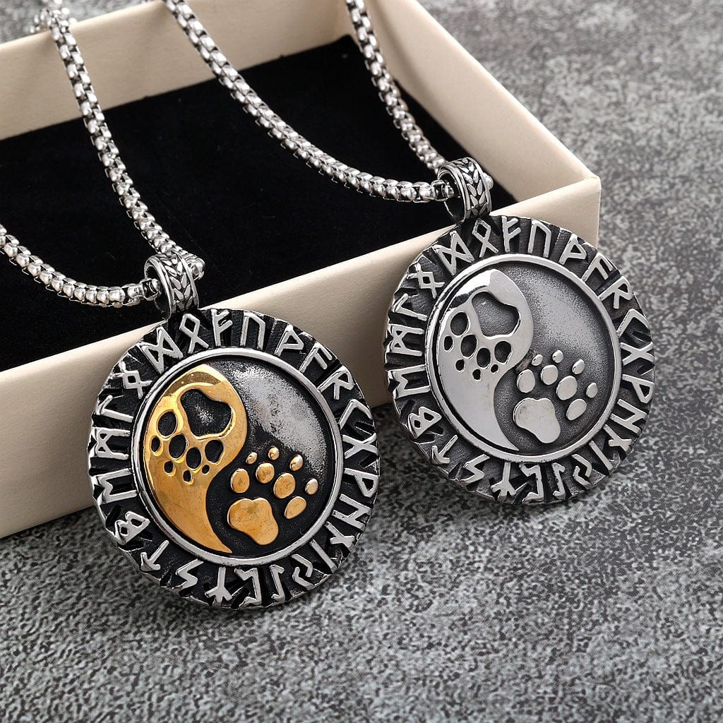 Kobine Men's Punk Runes Paw Necklace