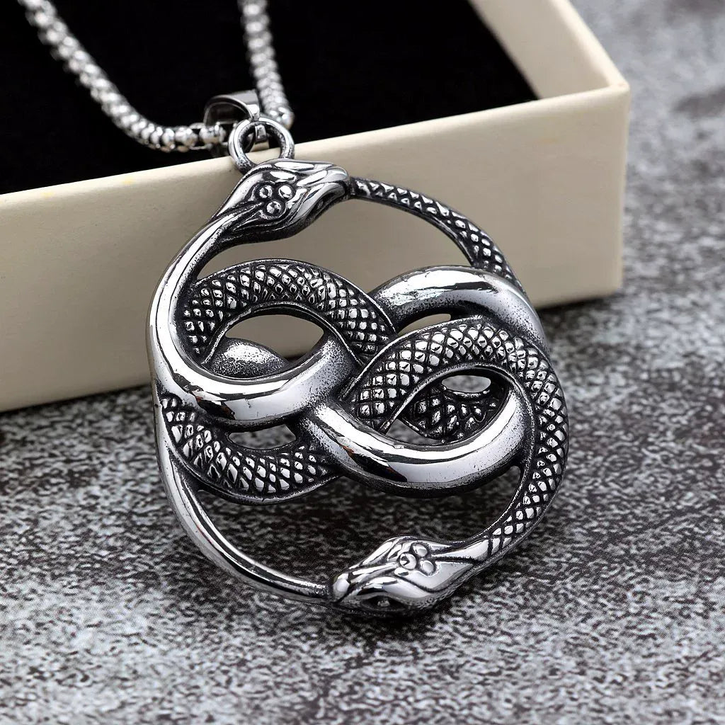 Kobine Men's Punk Snakes Entwined Necklace