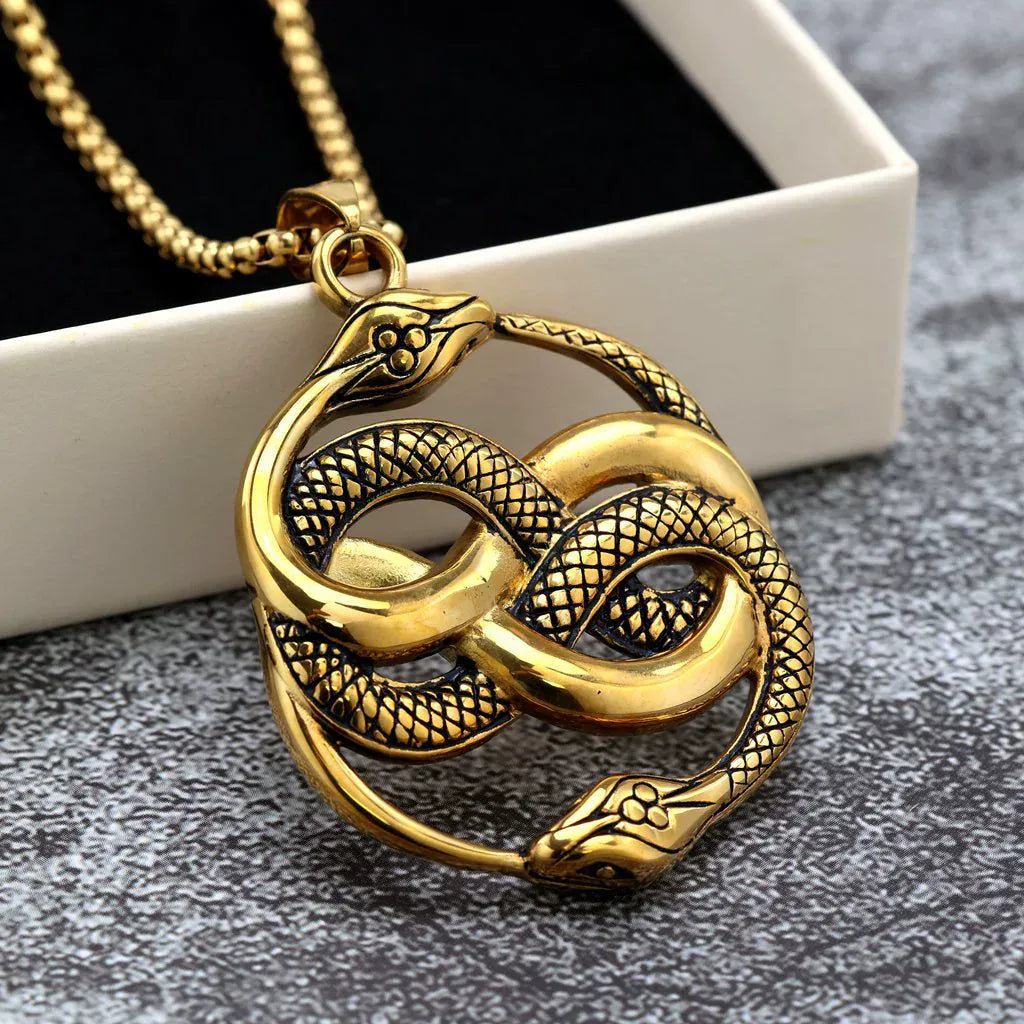 Kobine Men's Punk Snakes Entwined Necklace