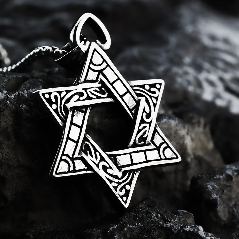 Kobine Men's Punk Star of David Necklace