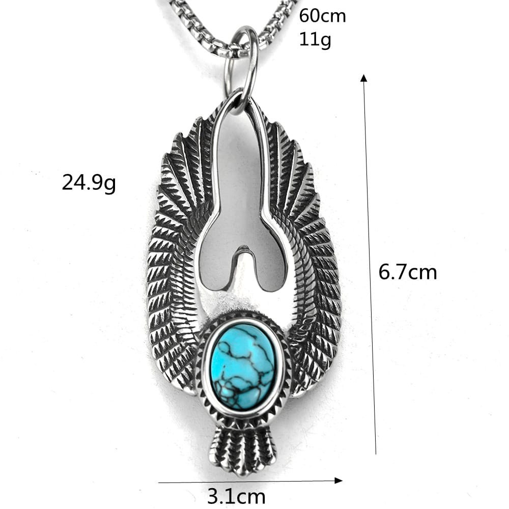 Kobine Men's Punk Turquoise Eagle Pendant Necklace