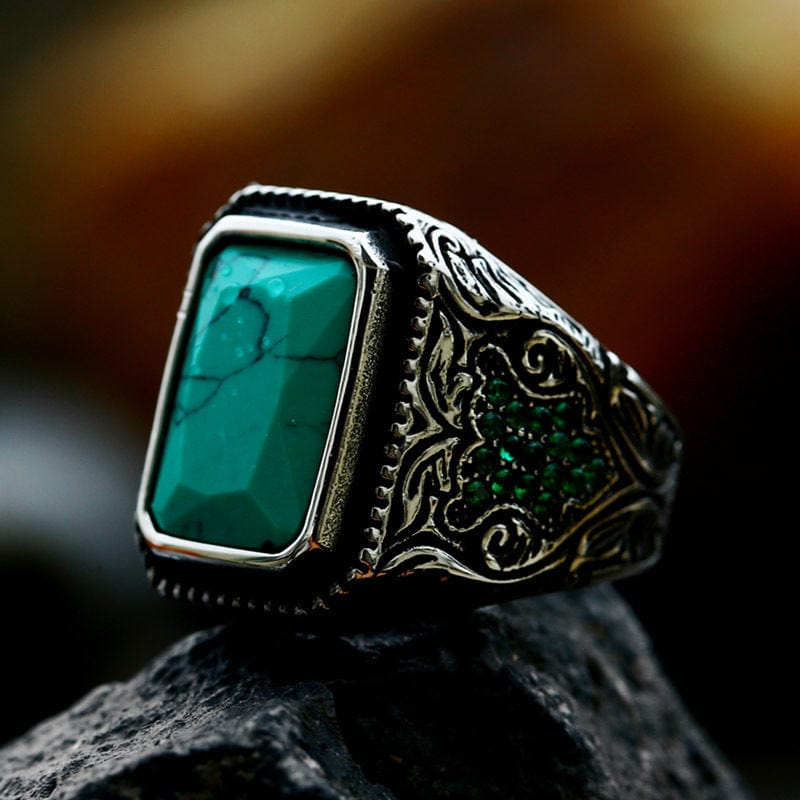 Kobine Men's Punk Turquoise Gem Ring