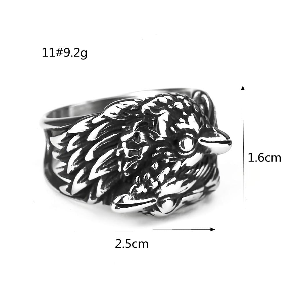 Kobine Men's Punk Vintage 3D Two Raven Ring