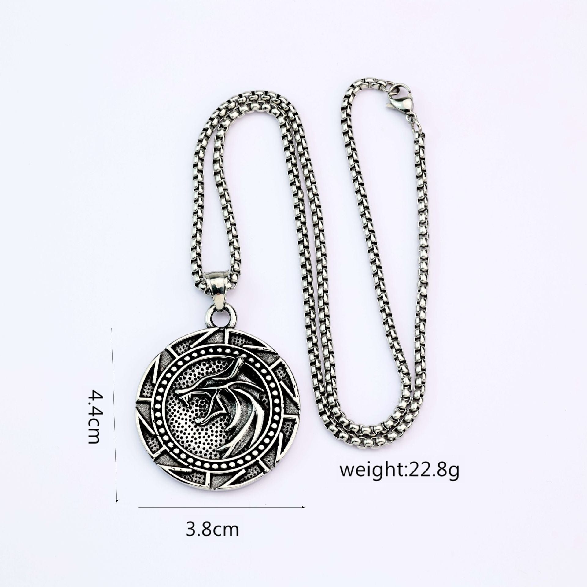 Kobine Men's Punk Wolf Head Geometric Necklace