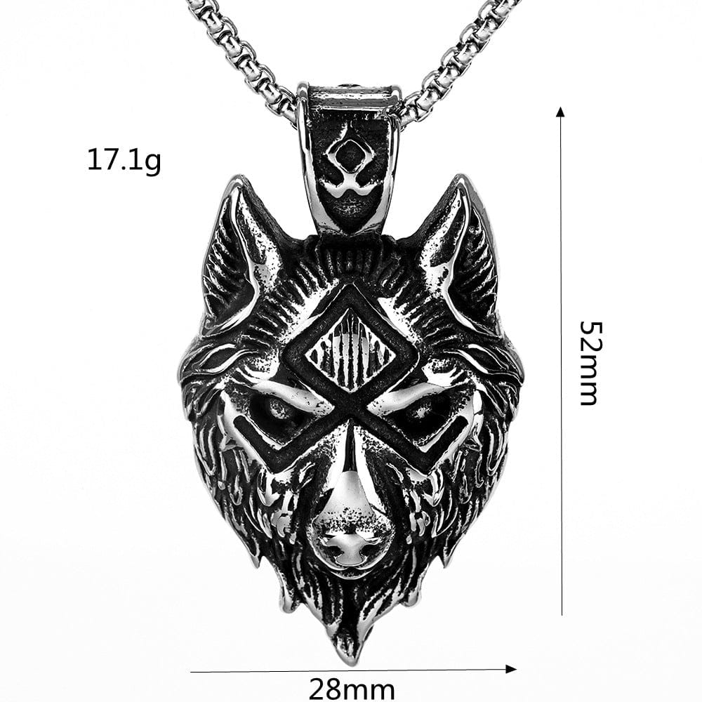 Kobine Men's Punk Wolf Head Necklace