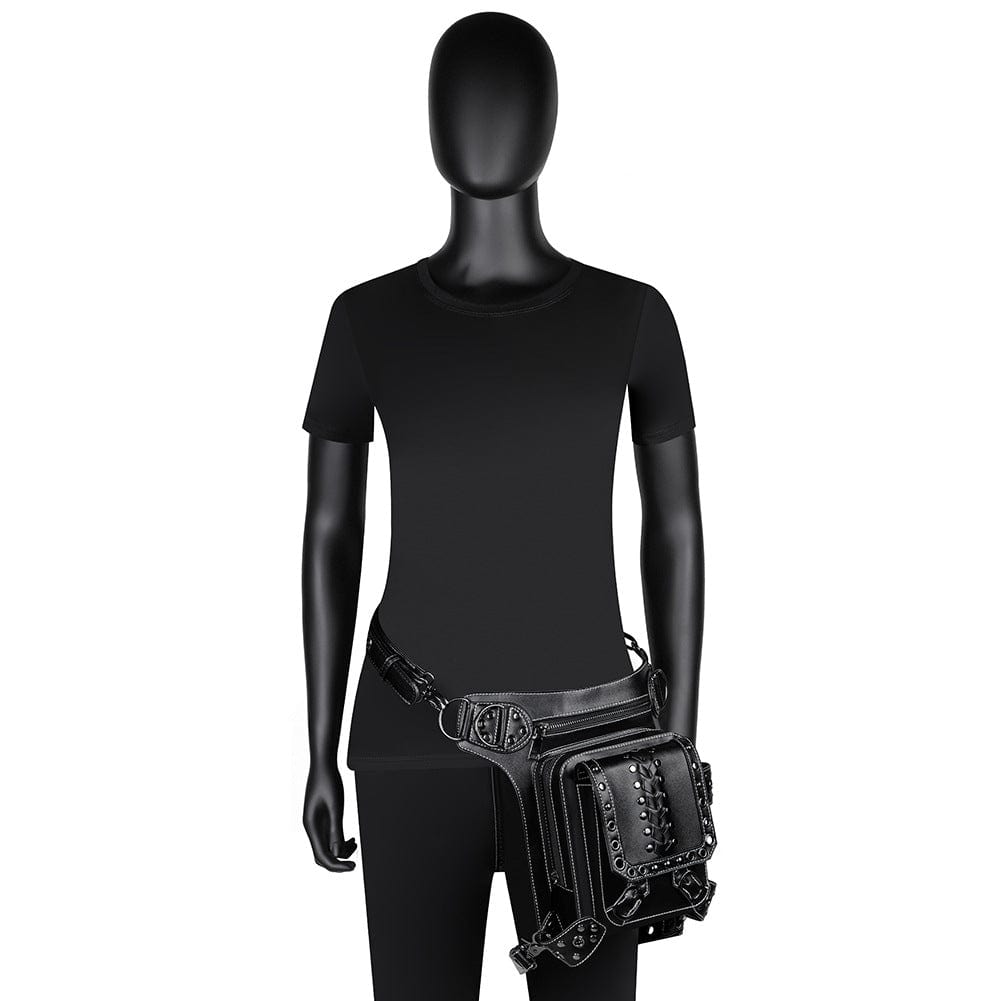 Kobine Men's Steampunk Eyelets Multifunctional Faux Leather Bag