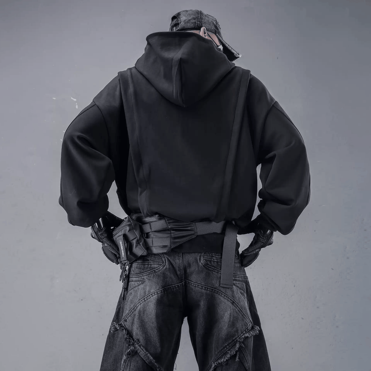 Kobine Men's Techwear Big Pocket Front Zipper Hooded Jacket