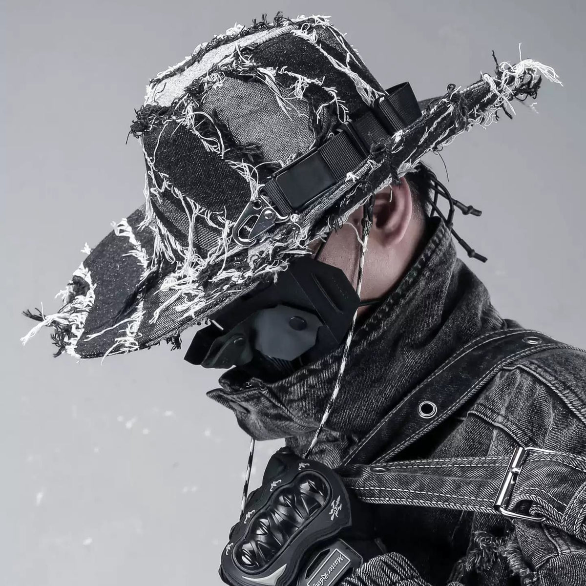 Kobine Men's Techwear Distressed Raw Edge Boonie Hat