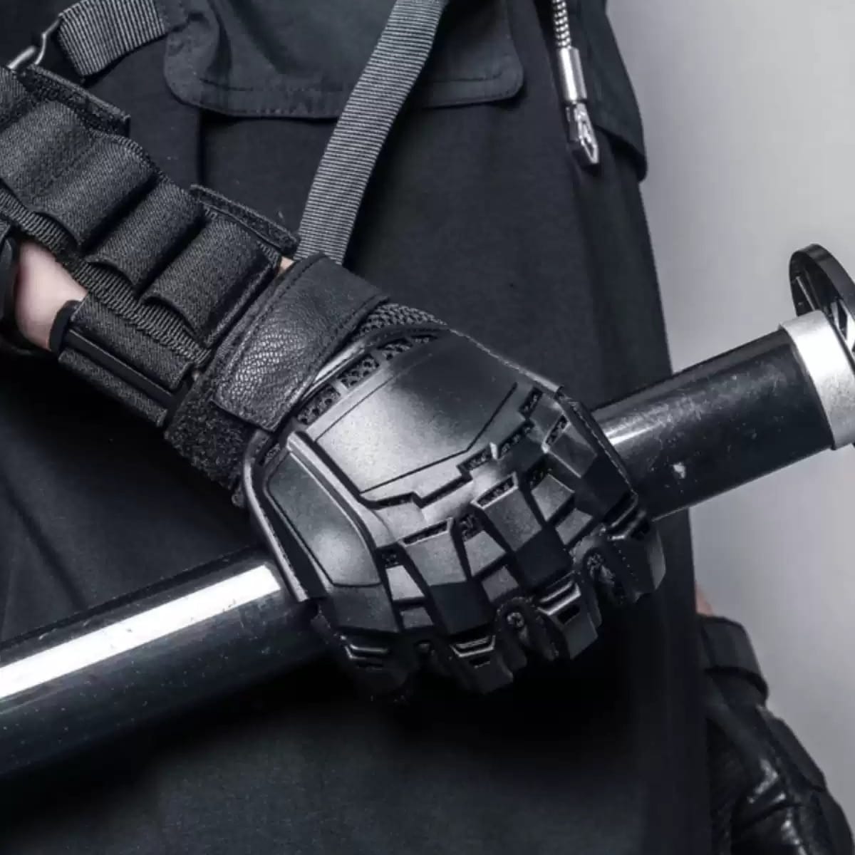 Kobine Men's Techwear Hard Shell Half Finger Tactical Gloves