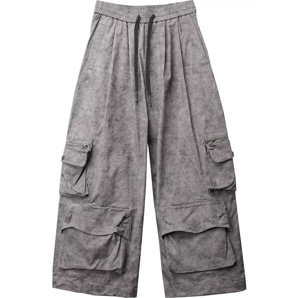 Kobine Men's Techwear Large Pocket Washed Loose Cargo Pants