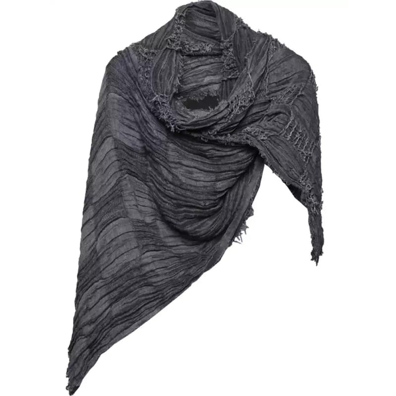 Kobine Men's Techwear Ruched Distressed Raw Edge Scarf