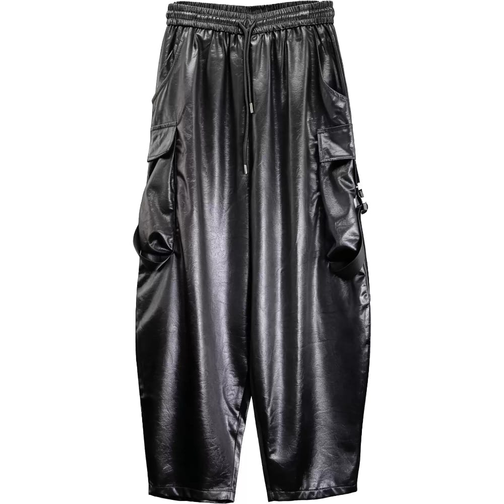 Kobine Men's Techwear Textured Buckle Strap Big Pocket Cargo Pants