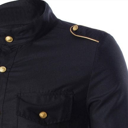 Kobine Multi Pocket Epaulette 3/4 Sleeve Dress Shirt