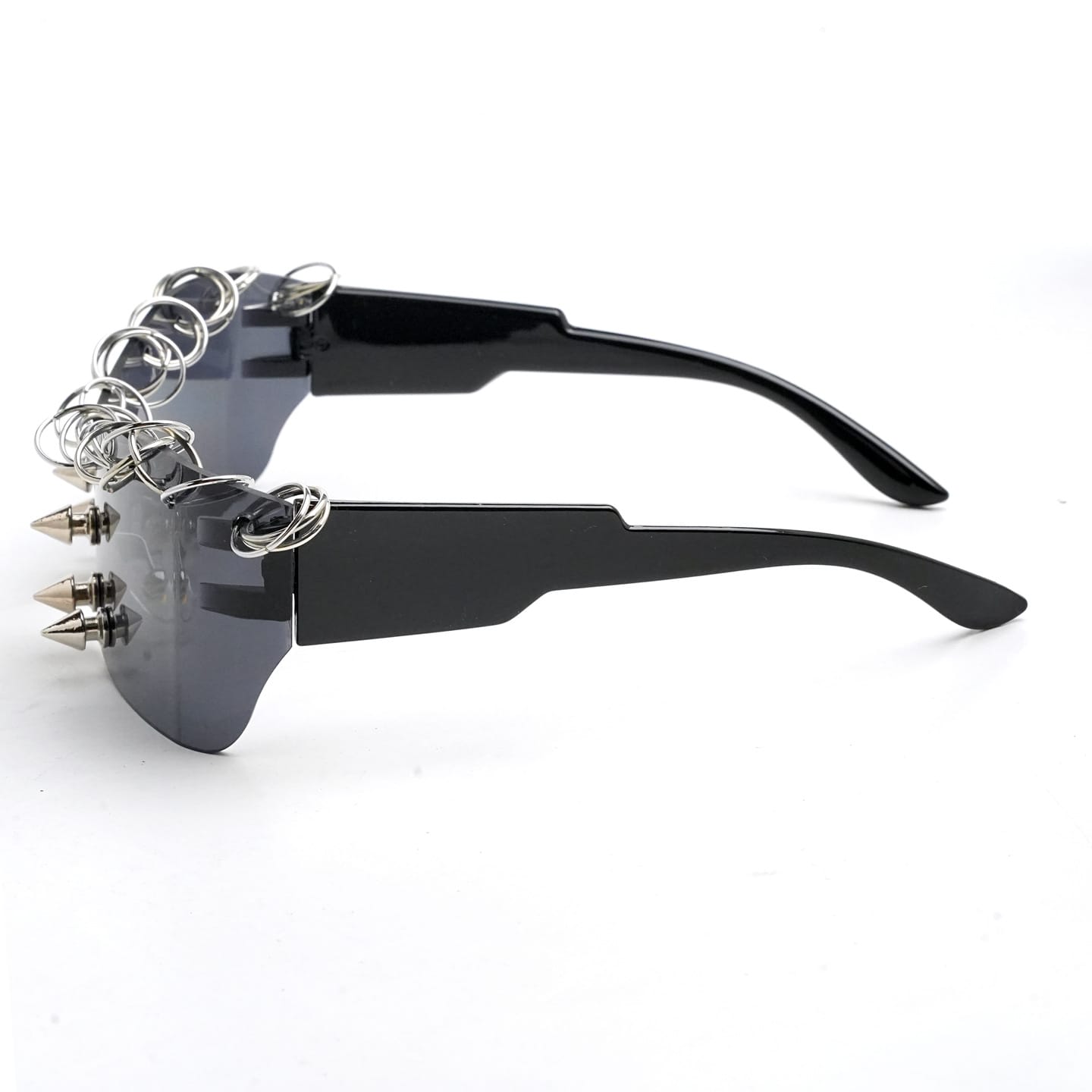 Kobine Unisex Cyberpunk Spiked Ring Wrap Around Glasses Sunglasses
