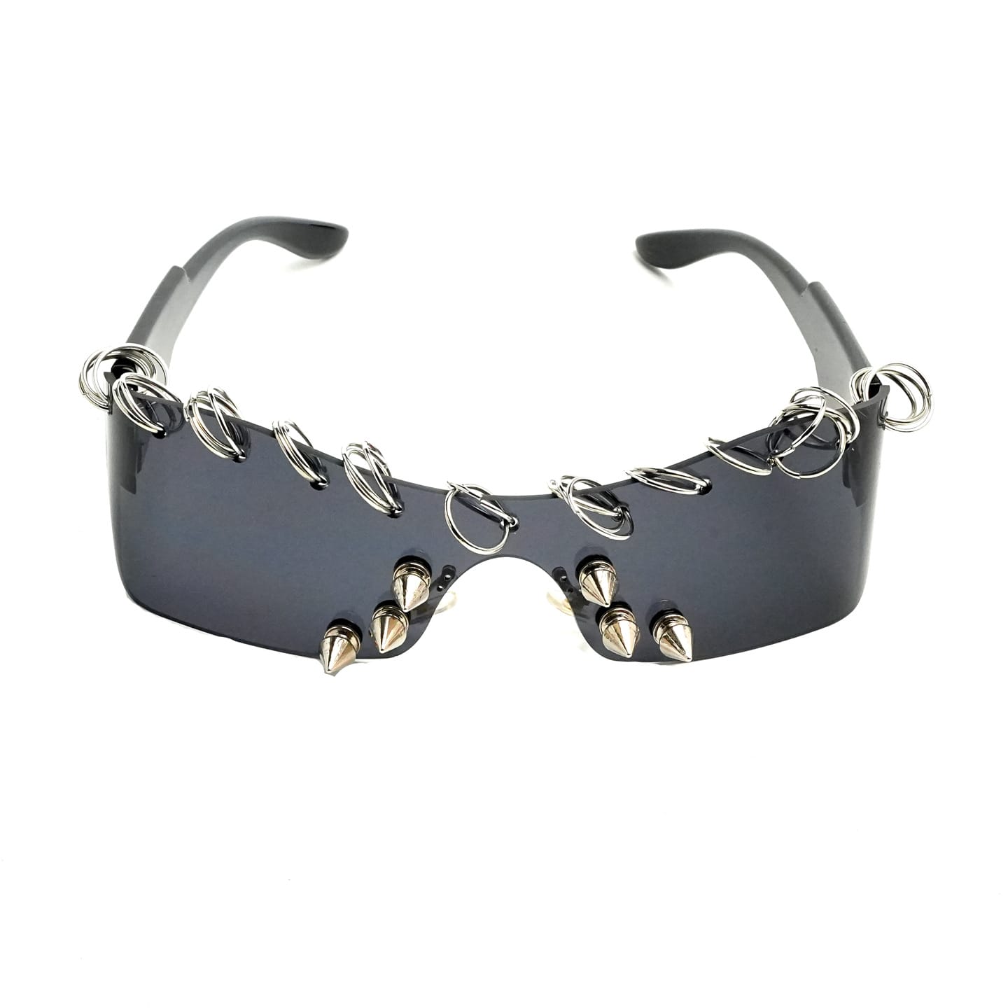 Kobine Unisex Cyberpunk Spiked Ring Wrap Around Glasses Sunglasses