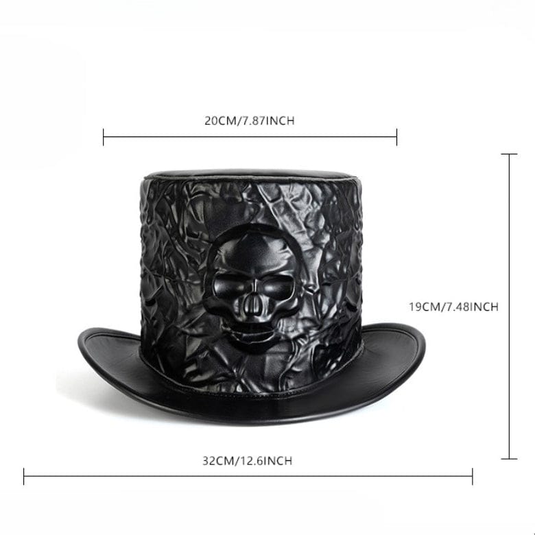 Kobine Unisex Gothic Skull Embossed Crinkled Top Hat