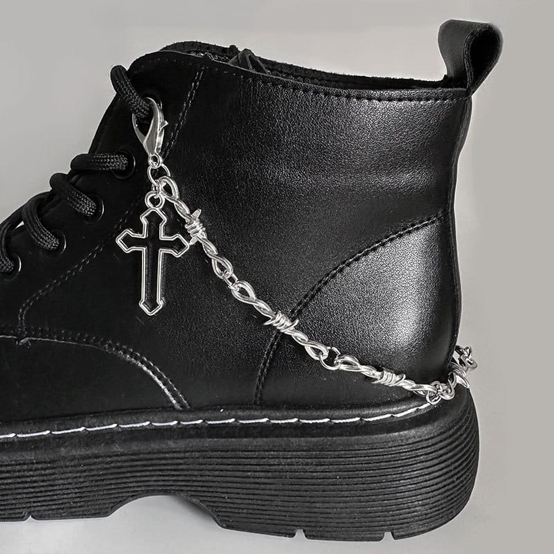 Kobine Unisex Punk Cross Boot Chain Shoe Accessories