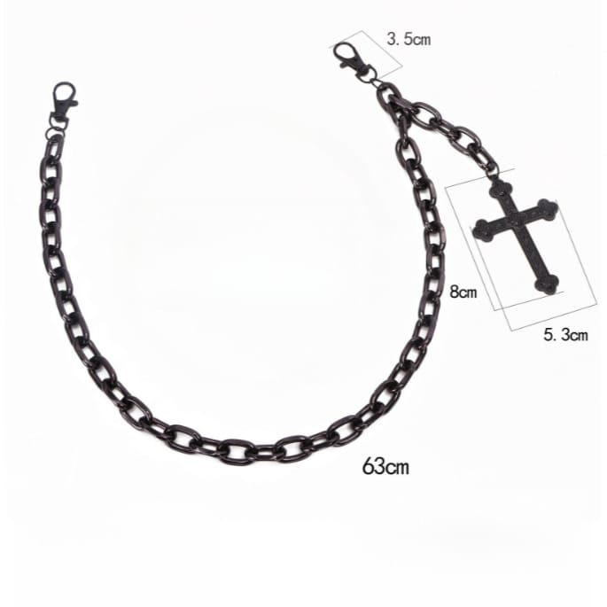 Kobine Unisex Punk Cross Waist Chain Pant Chain