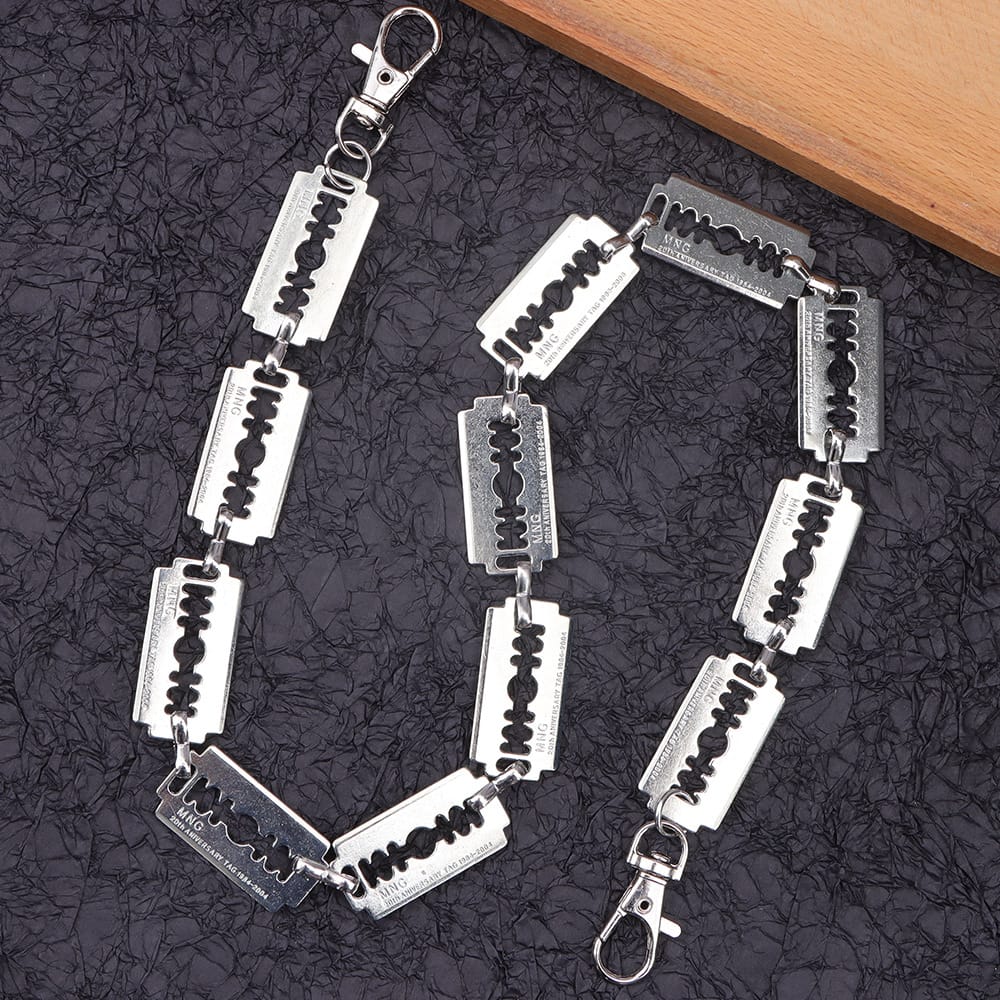 Kobine Unisex Punk Decorative Razor Blade Waist Chain