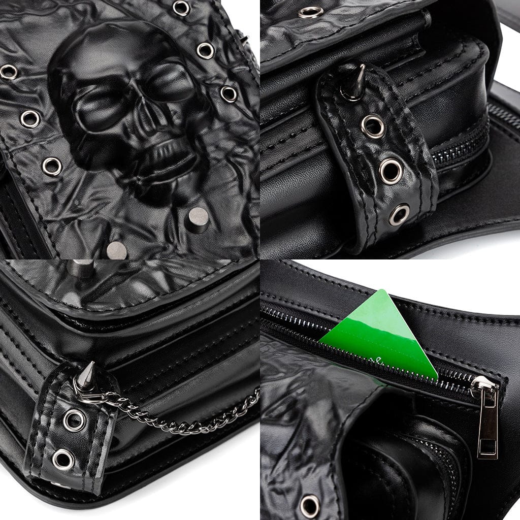 Kobine Unisex Punk Eyelet Rivet Skull Bag