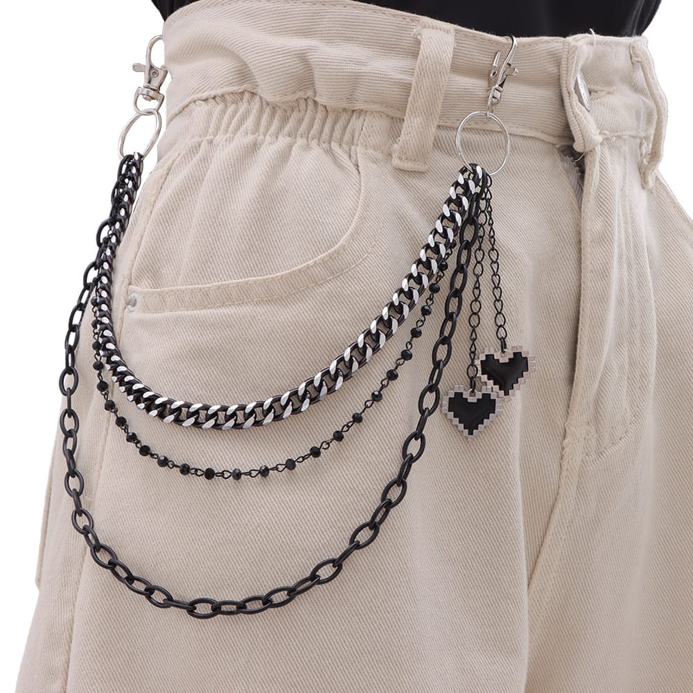 Kobine Unisex Punk Heart Multilayer Waist Chain