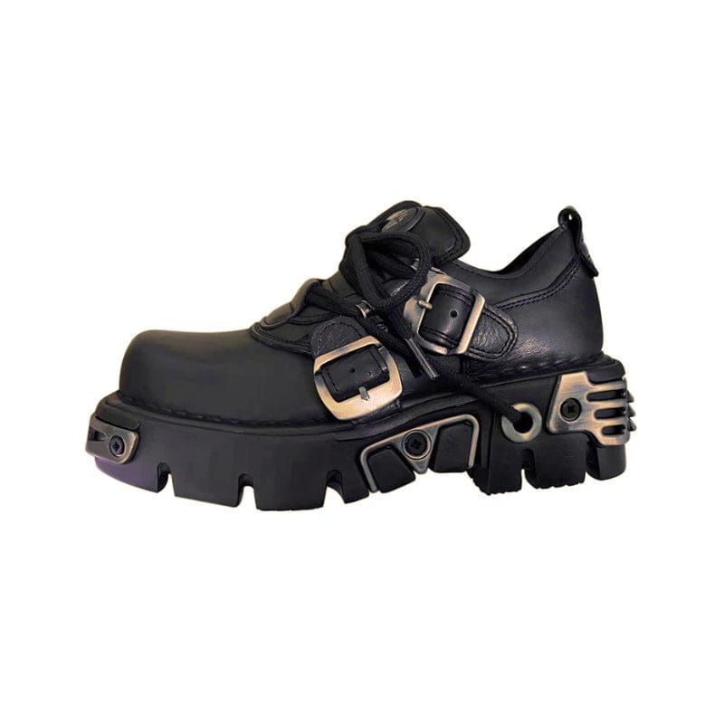 Kobine Unisex Punk Metal Splice Buckle Platform Shoes