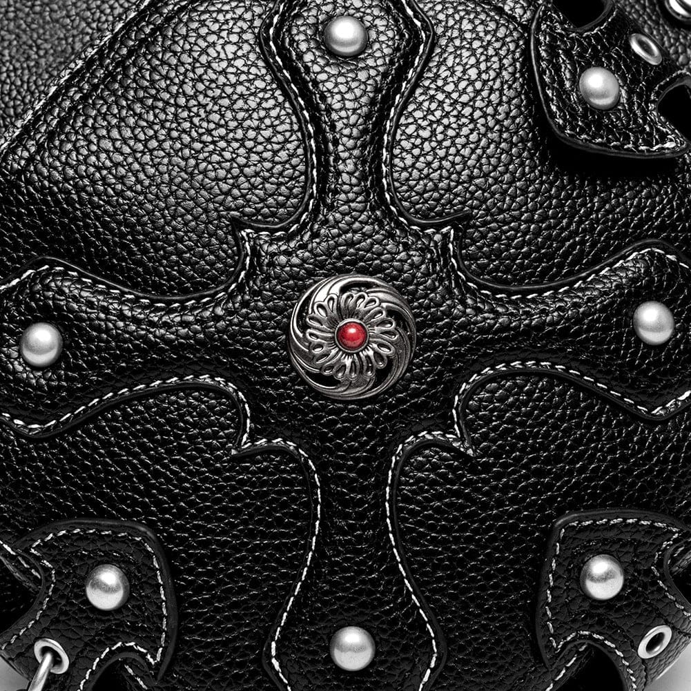 Kobine Unisex Punk Rivet Cross Chained Waist Bag