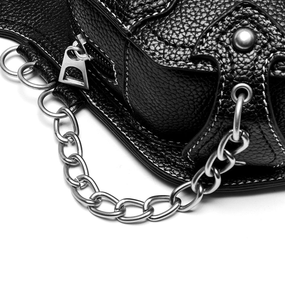 Kobine Unisex Punk Rivet Cross Chained Waist Bag